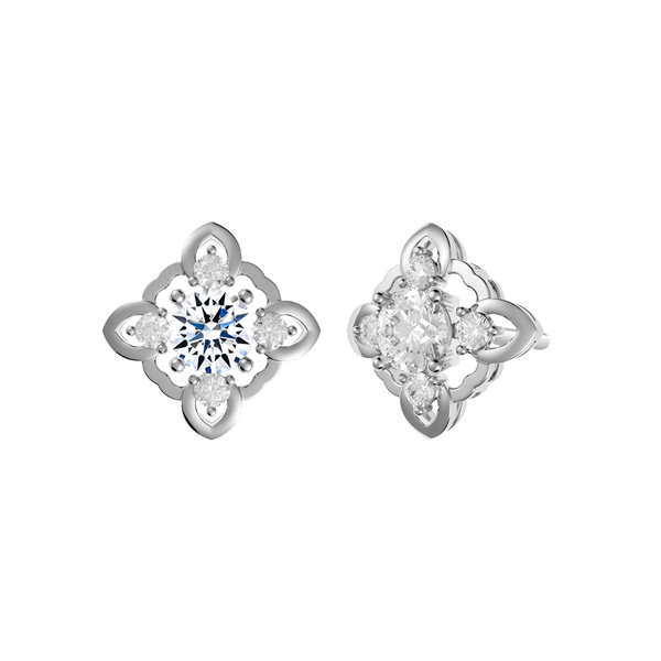 Hoa tai kim cương tấm vàng 14K Editional 2C