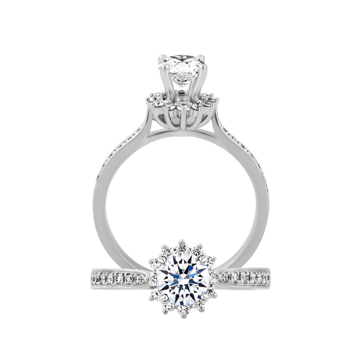 Nhẫn nữ kim cương 8 Hearts & Arrows vàng 14K Zemila H&A 2C