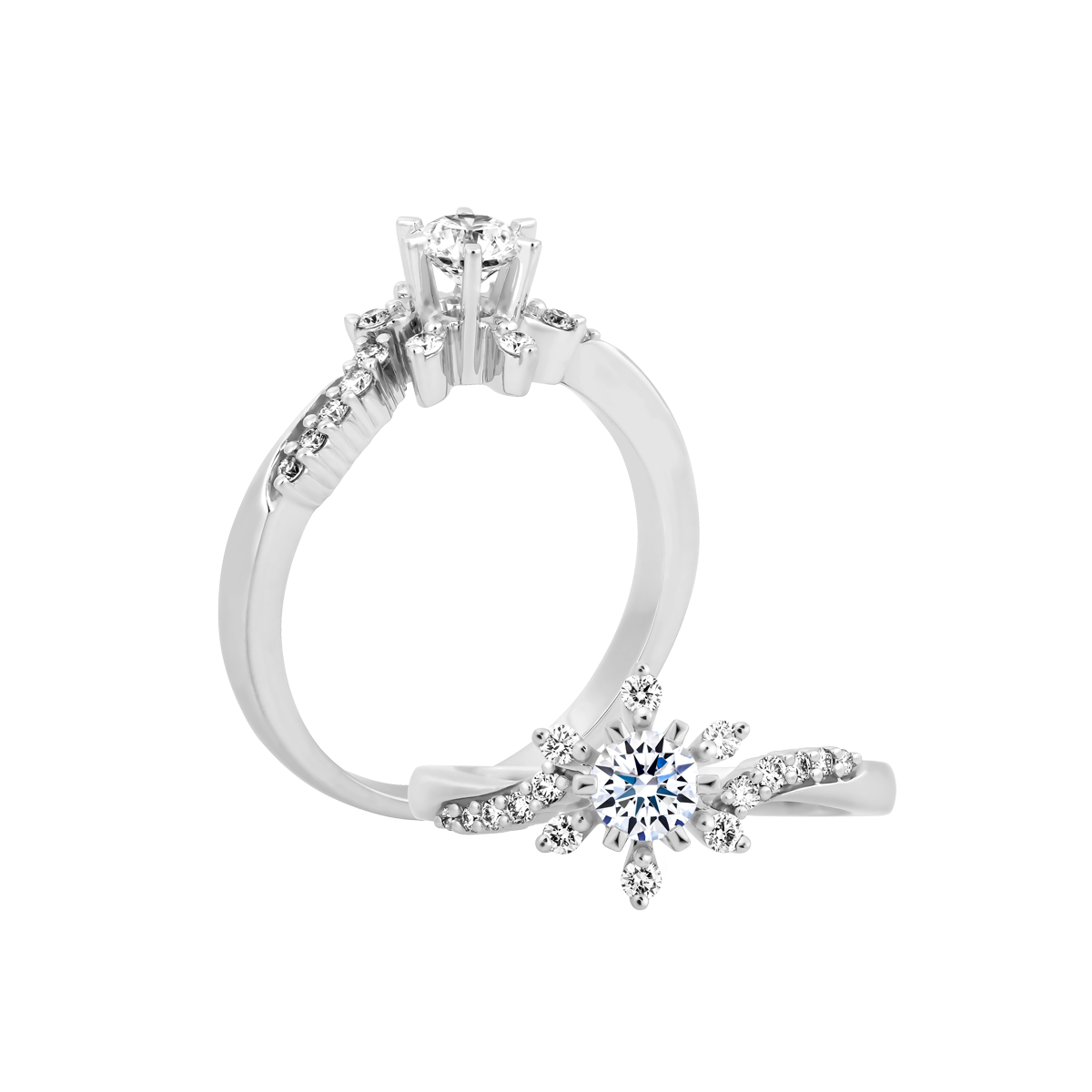 Nhẫn nữ kim cương 8 Hearts & Arrows vàng 14K Elites N H&A 2C