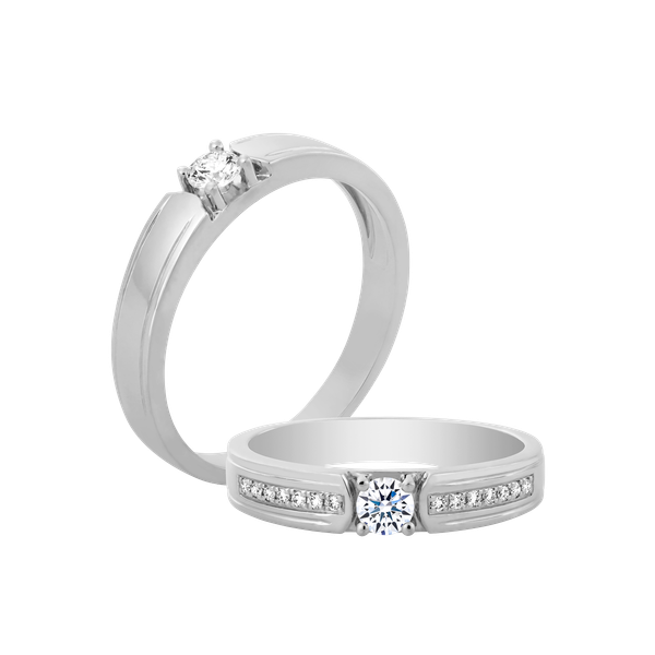 Nhẫn cưới nữ kim cương viên vàng 14K Beloved RD1C F