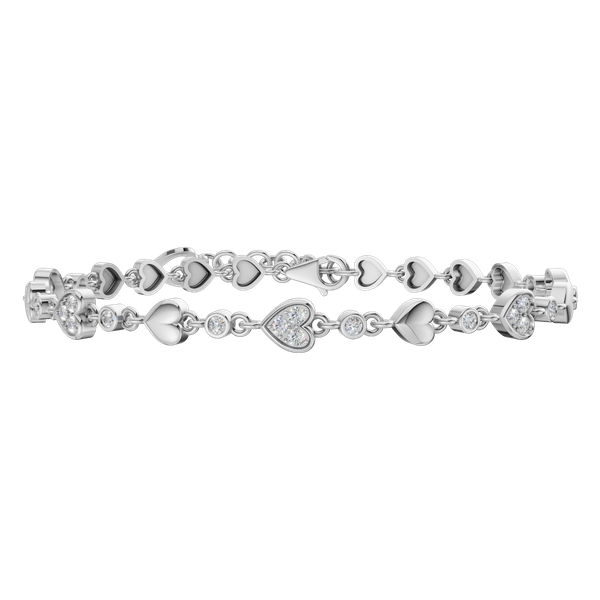 Lắc kim cương viên vàng 14K Heartiest