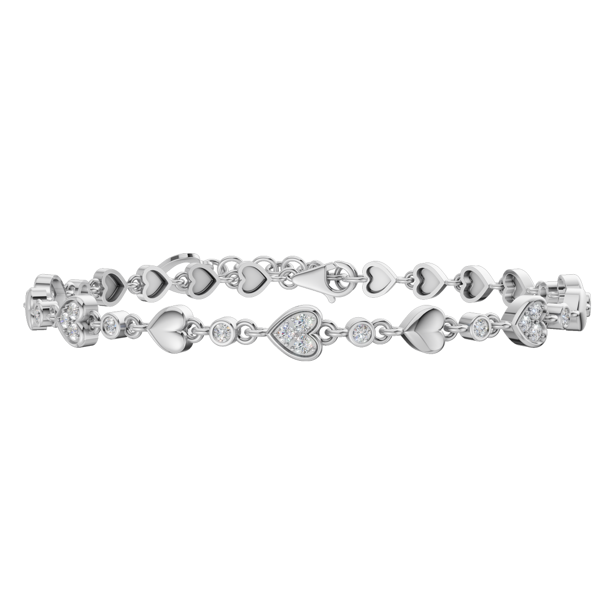 Lắc kim cương viên vàng 14K Heartiest
