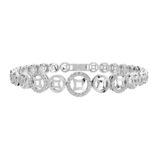 Lắc kim cương viên vàng 14K Rishes D