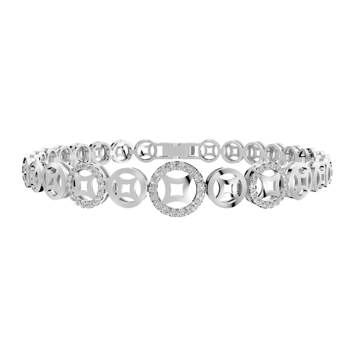 Lắc kim cương viên vàng 14K Rishes D