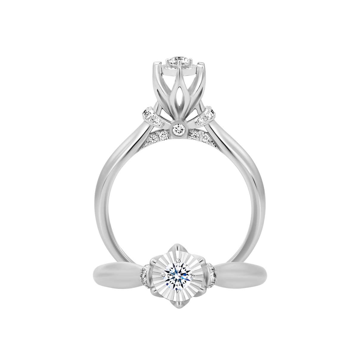 Nhẫn nữ kim cương 8 Hearts & Arrows vàng 14K Delights V2 H&A 2C GVRG0290159