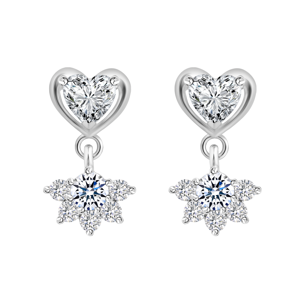 Hoa tai đính đá CZ vàng 18K Willing HR 2C