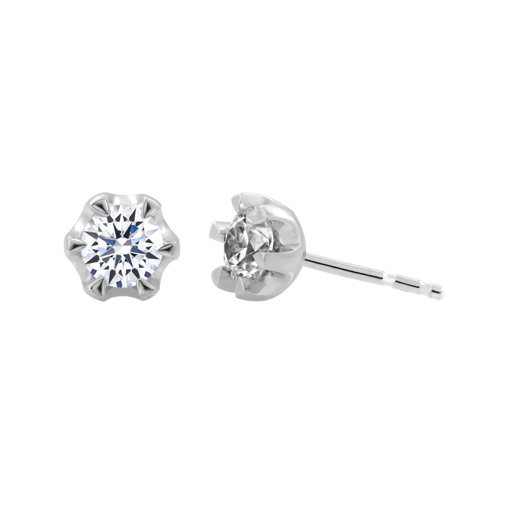 Hoa tai đính đá CZ platinum 950 Love Flower 5C