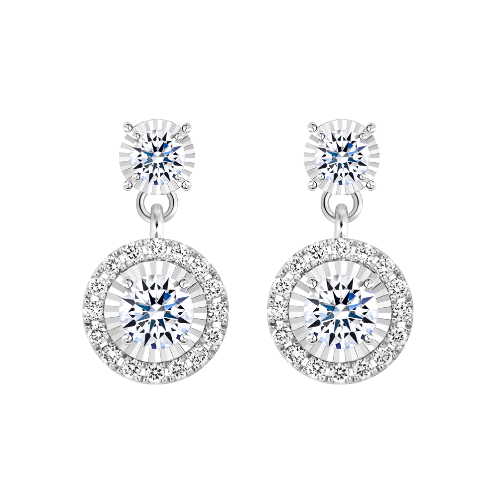 Hoa tai kim cương 8 Hearts & Arrows vàng 14K Fully H&A 2C