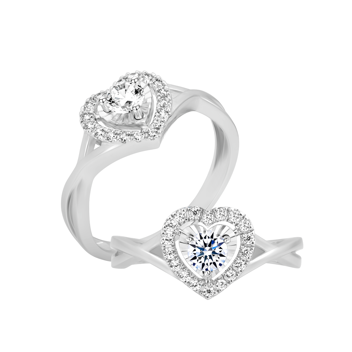 Nhẫn nữ kim cương 8 Hearts & Arrows vàng 14K Heartest H&A 2C