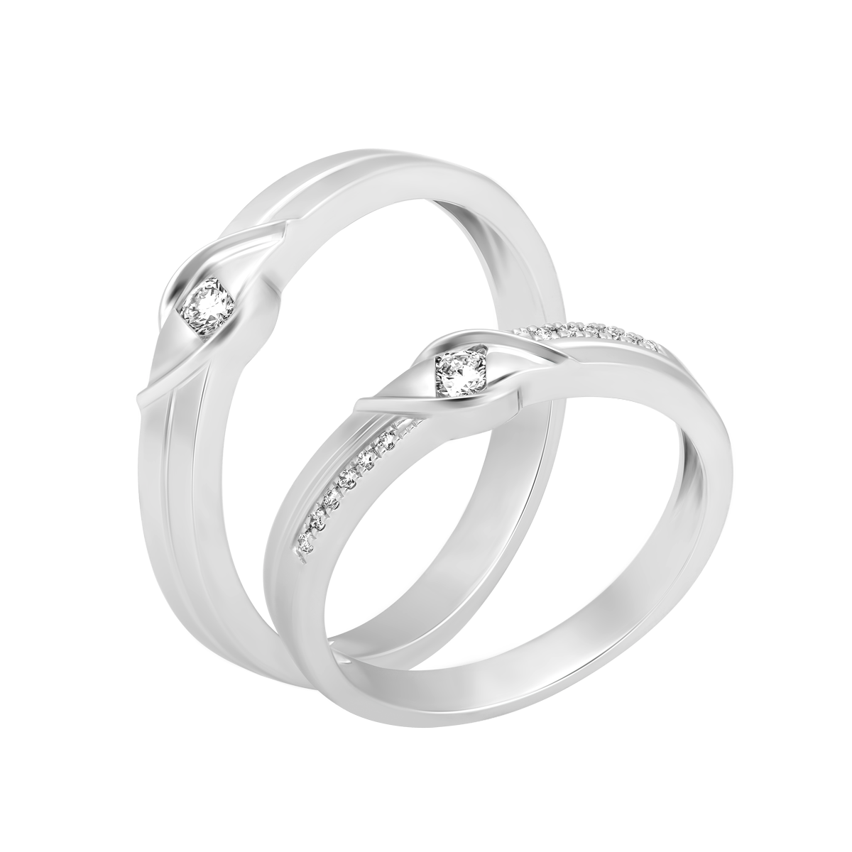 Nhẫn cưới nữ kim cương vàng 14K Filling 5p F