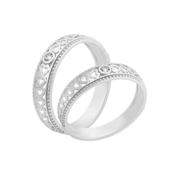 Nhẫn cưới nam kim cương viên vàng 14K Heartful M