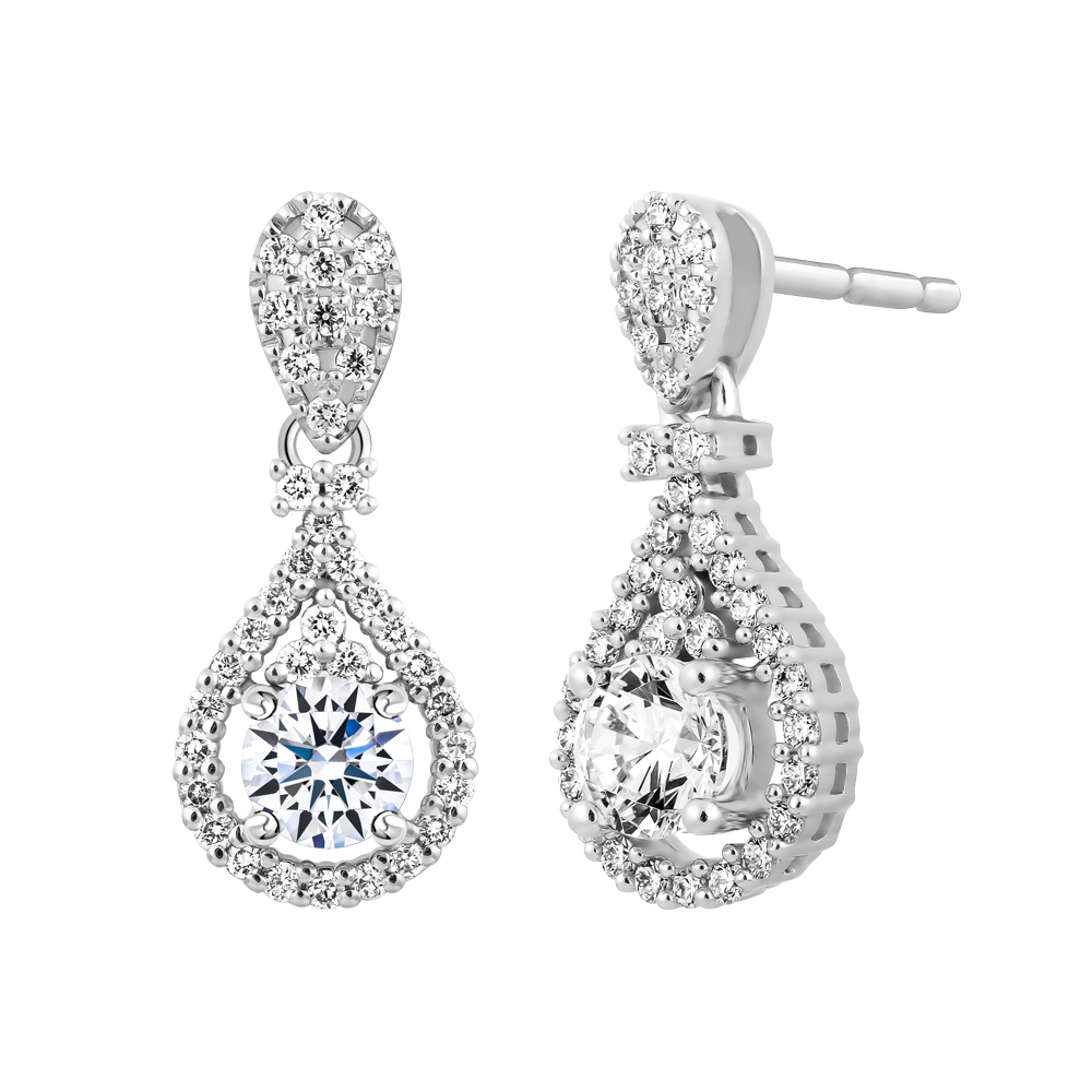 Hoa tai đính đá CZ vàng 14K Paradise 3C