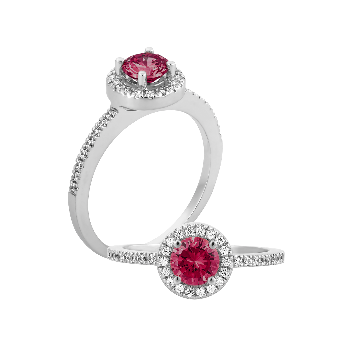 Nhẫn nữ đính đá màu Ruby vàng 10K Waddle RD S.RUB