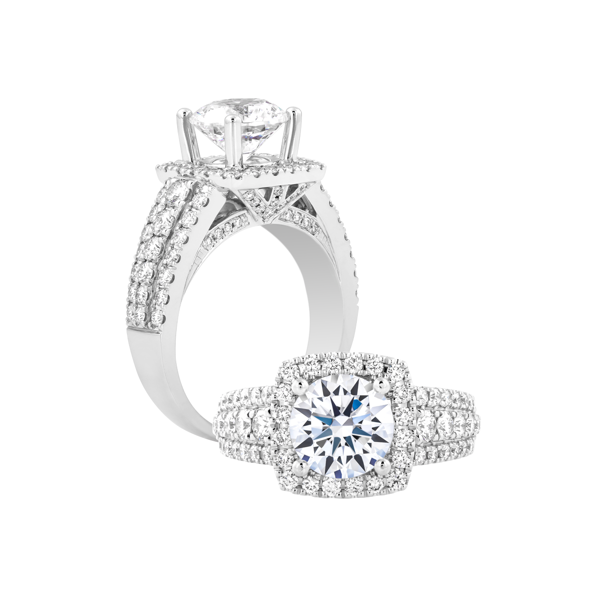 Ổ nhẫn nữ kim cương tấm vàng 14K Brentley 5C