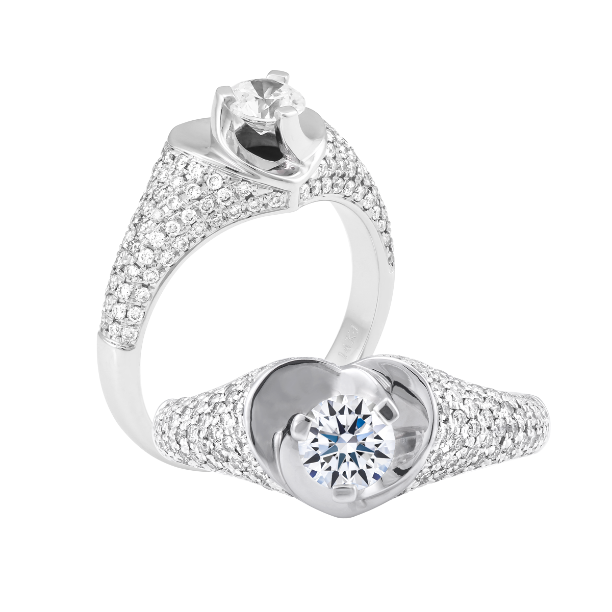 Nhẫn nữ kim cương tấm vàng 14K Wiggle 3C