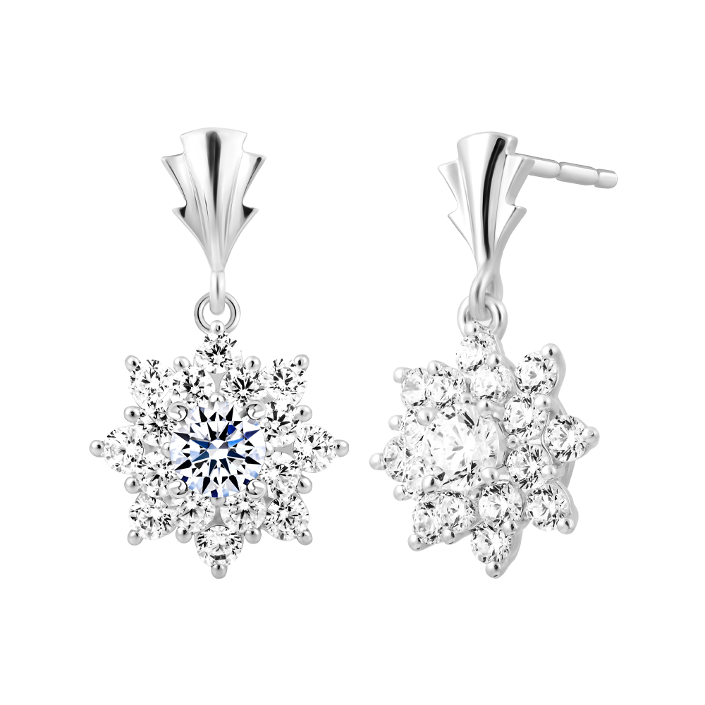 Hoa tai đính đá CZ vàng 14K Editing 2C