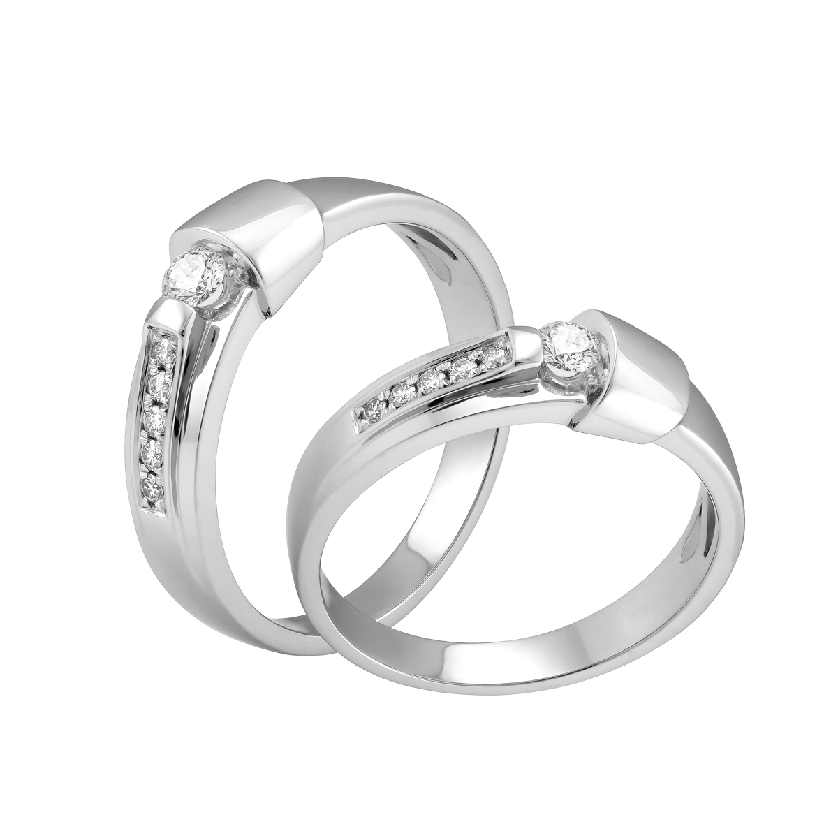 Nhẫn cưới nữ kim cương vàng 18K Safeness 10p F