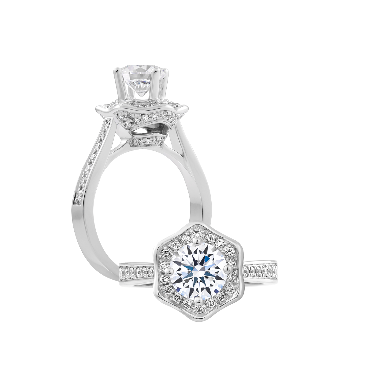 Nhẫn nữ kim cương tấm vàng 14K Homage N 5C