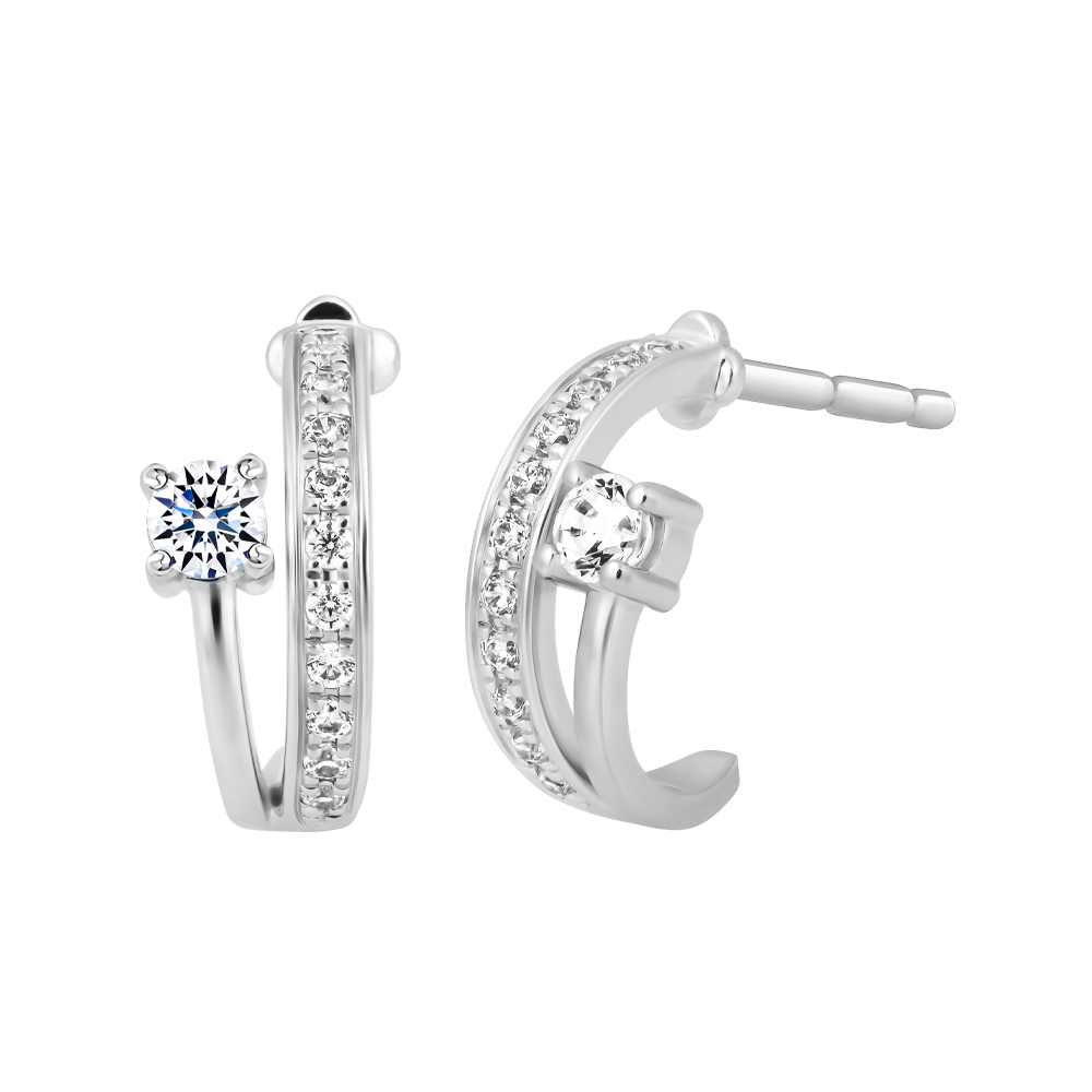 Hoa tai đính đá CZ vàng 14K Fancing 5p