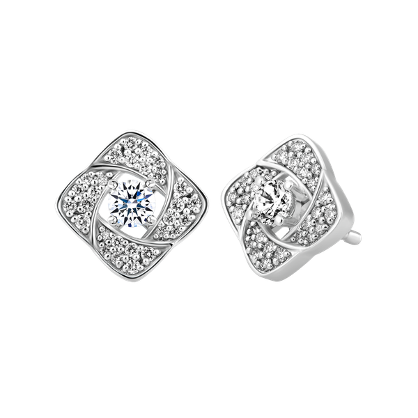 Hoa tai kim cương tấm vàng 14K Frisky 2C