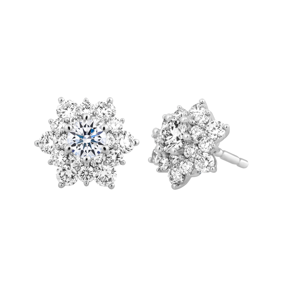 Hoa tai kim cương 8 Hearts & Arrows vàng 14K Baladan N H&A 2C GVER0090734