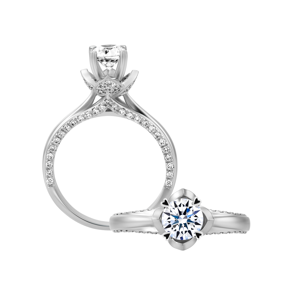 Ổ nhẫn nữ kim cương tấm vàng 14K Esteem 5C