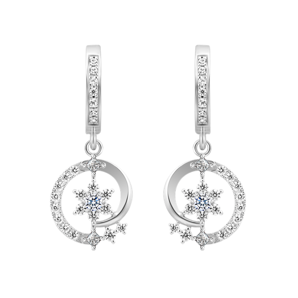 Hoa tai đính đá CZ vàng 10K Circulate