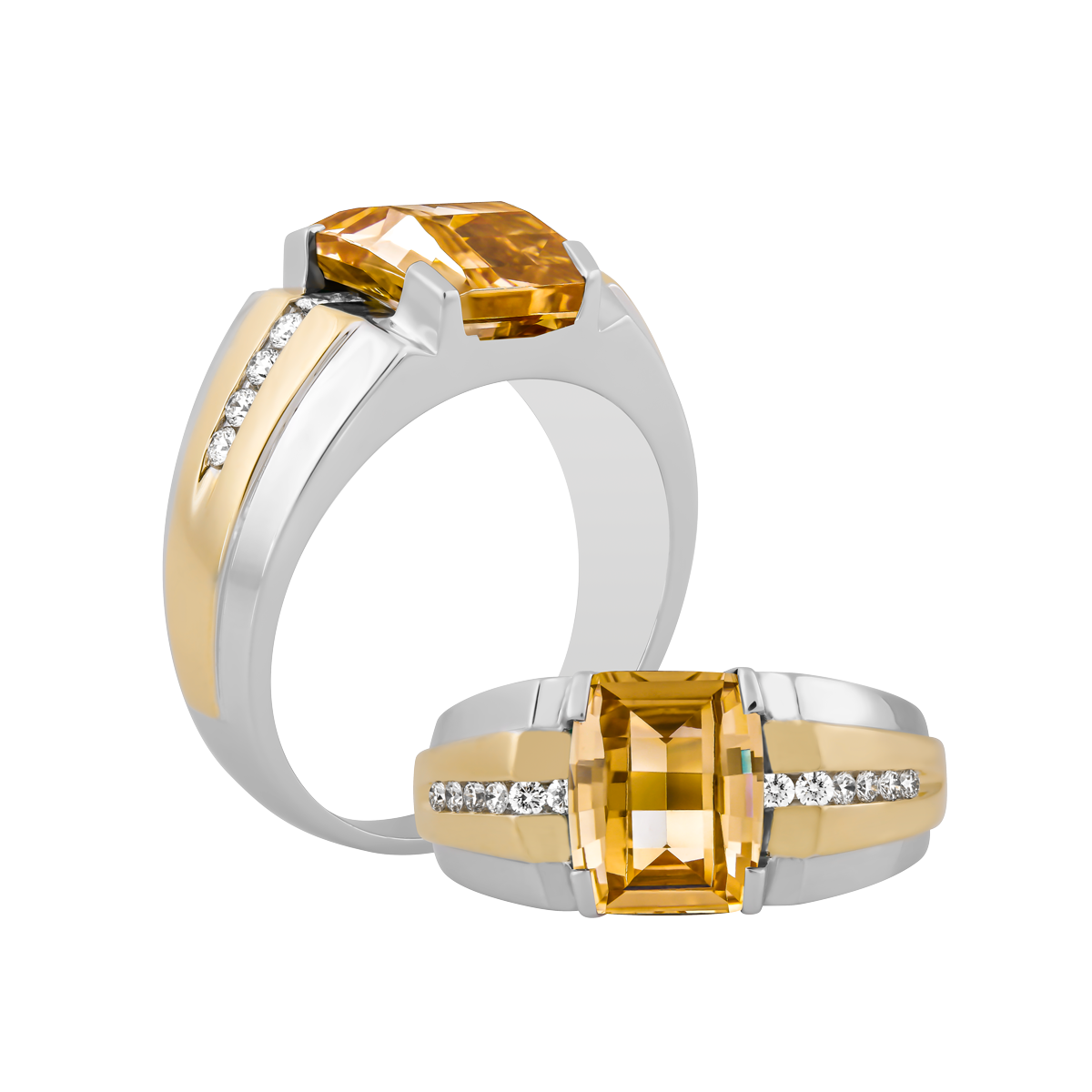 Nhẫn nam kim cương tấm vàng 14K Collin S.CHA WY