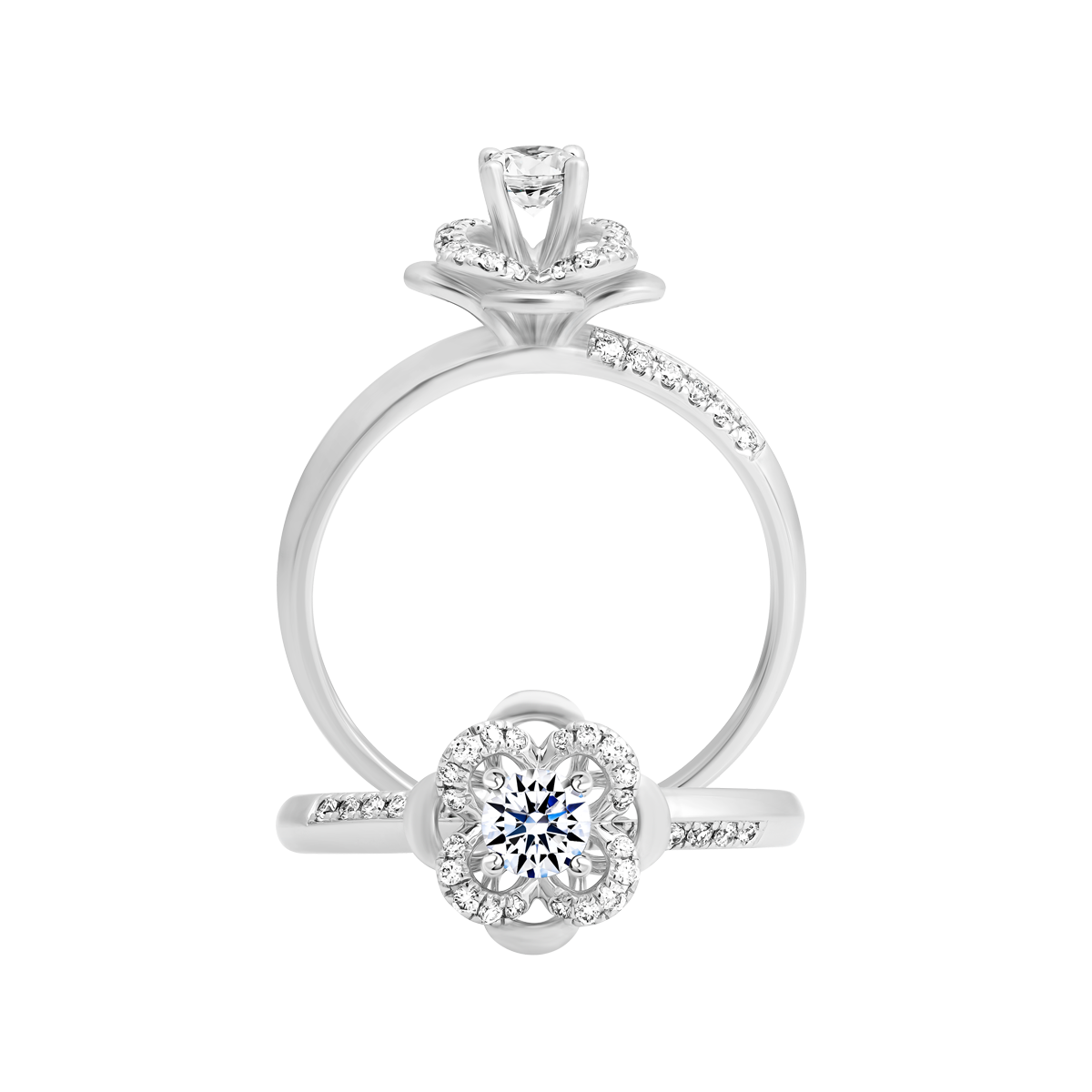 Nhẫn nữ kim cương 8 Hearts & Arrows vàng 14K Wendy H&A 2C
