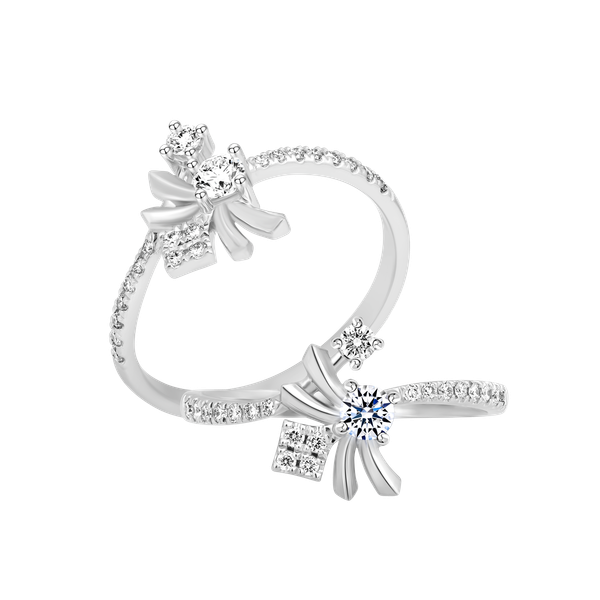 Nhẫn nữ kim cương vàng 14K Dancing B 10P