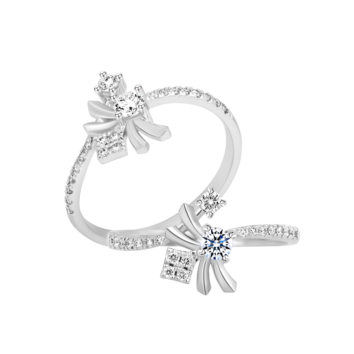 Nhẫn nữ kim cương vàng 14K Dancing B 10P