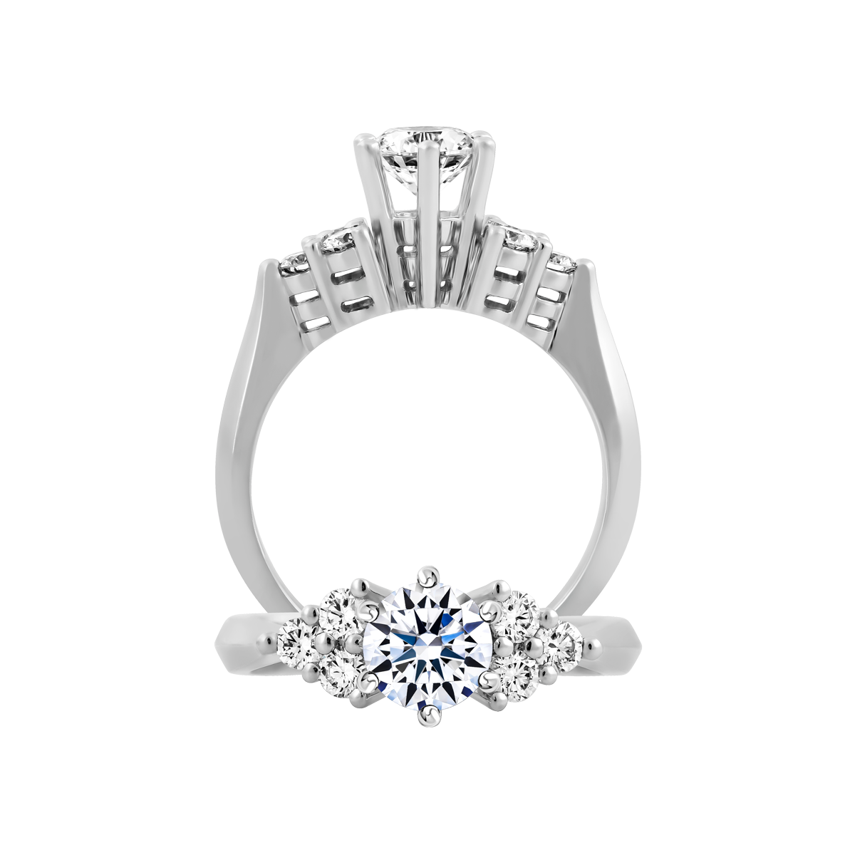 Ổ nhẫn nữ kim cương tấm vàng 14K Cresta 5C