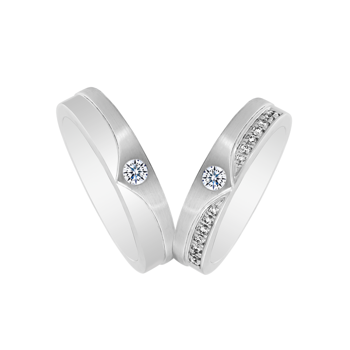 Nhẫn cưới nam kim cương vàng 14K Florencia 5p M
