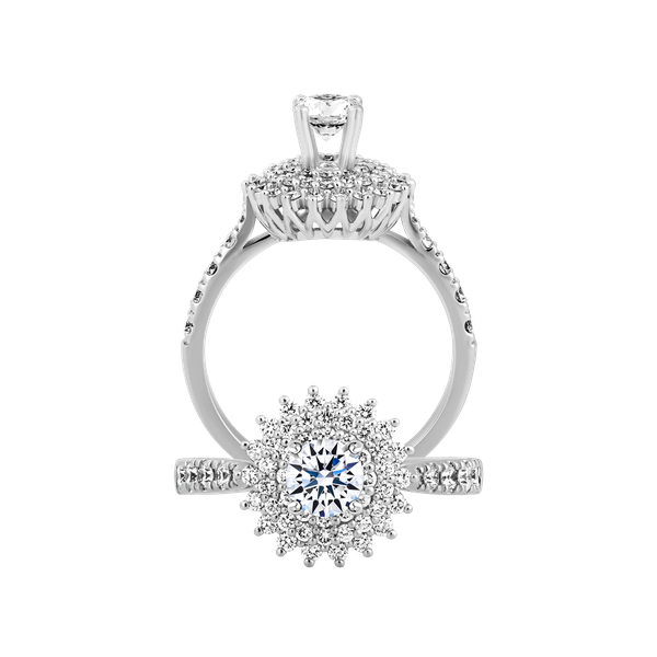 Ổ nhẫn nữ kim cương tấm vàng 14K Camomia 3C