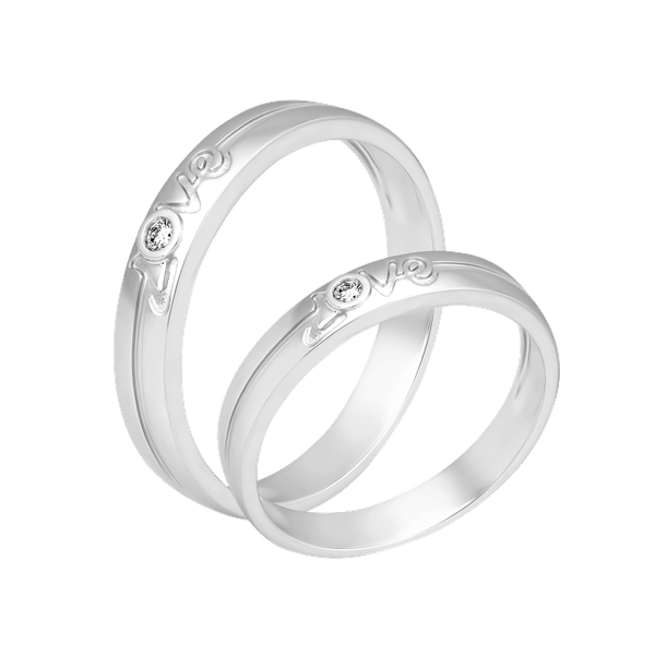 Nhẫn cưới nam kim cương viên vàng 14K Just love M