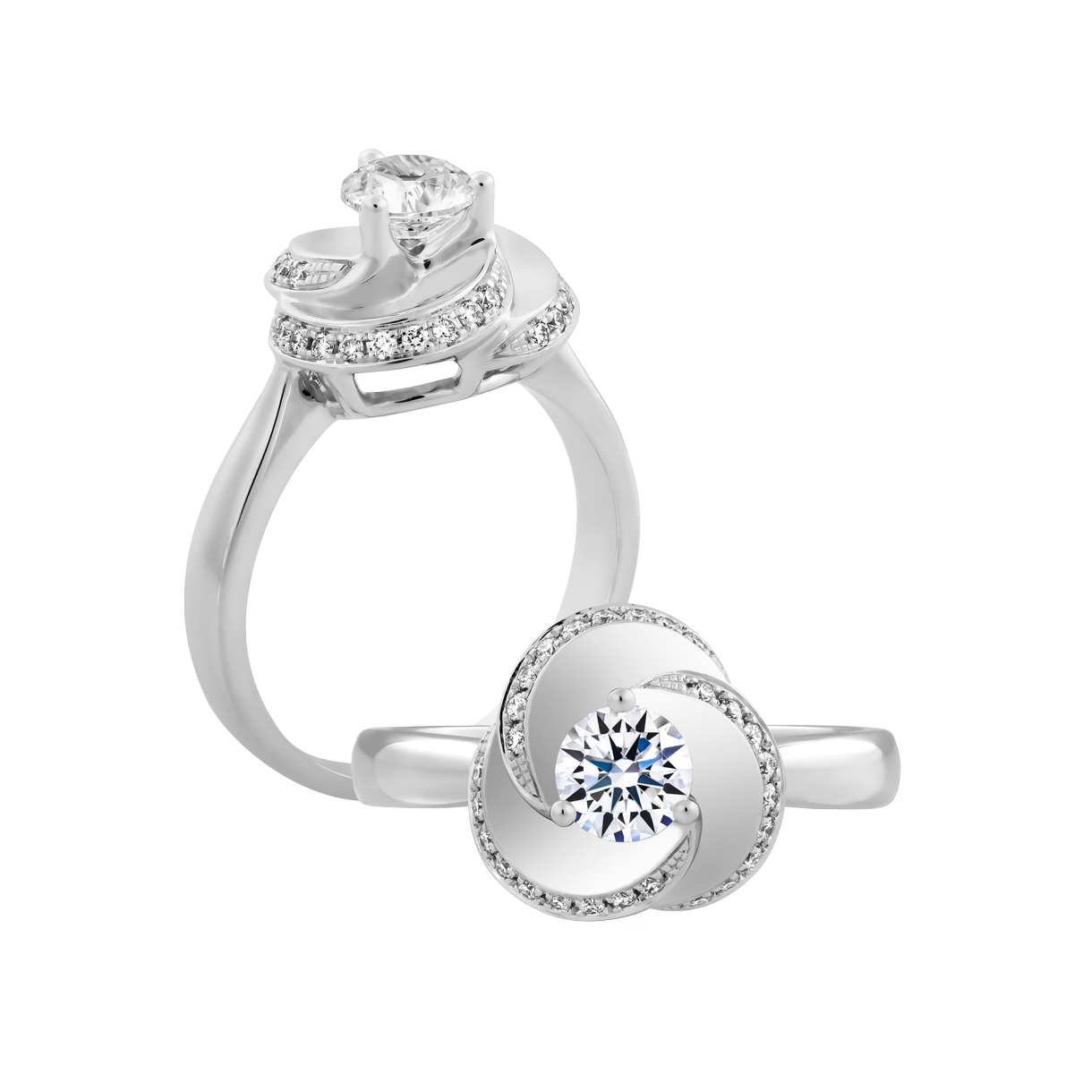 Nhẫn nữ kim cương tấm vàng 14K Hatful 5C GVRG0250474