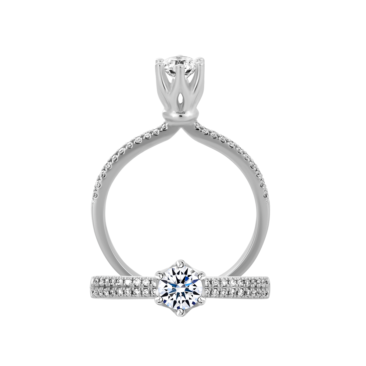 Nhẫn nữ kim cương 8 Hearts & Arrows vàng 14K Enliven H&A 3C