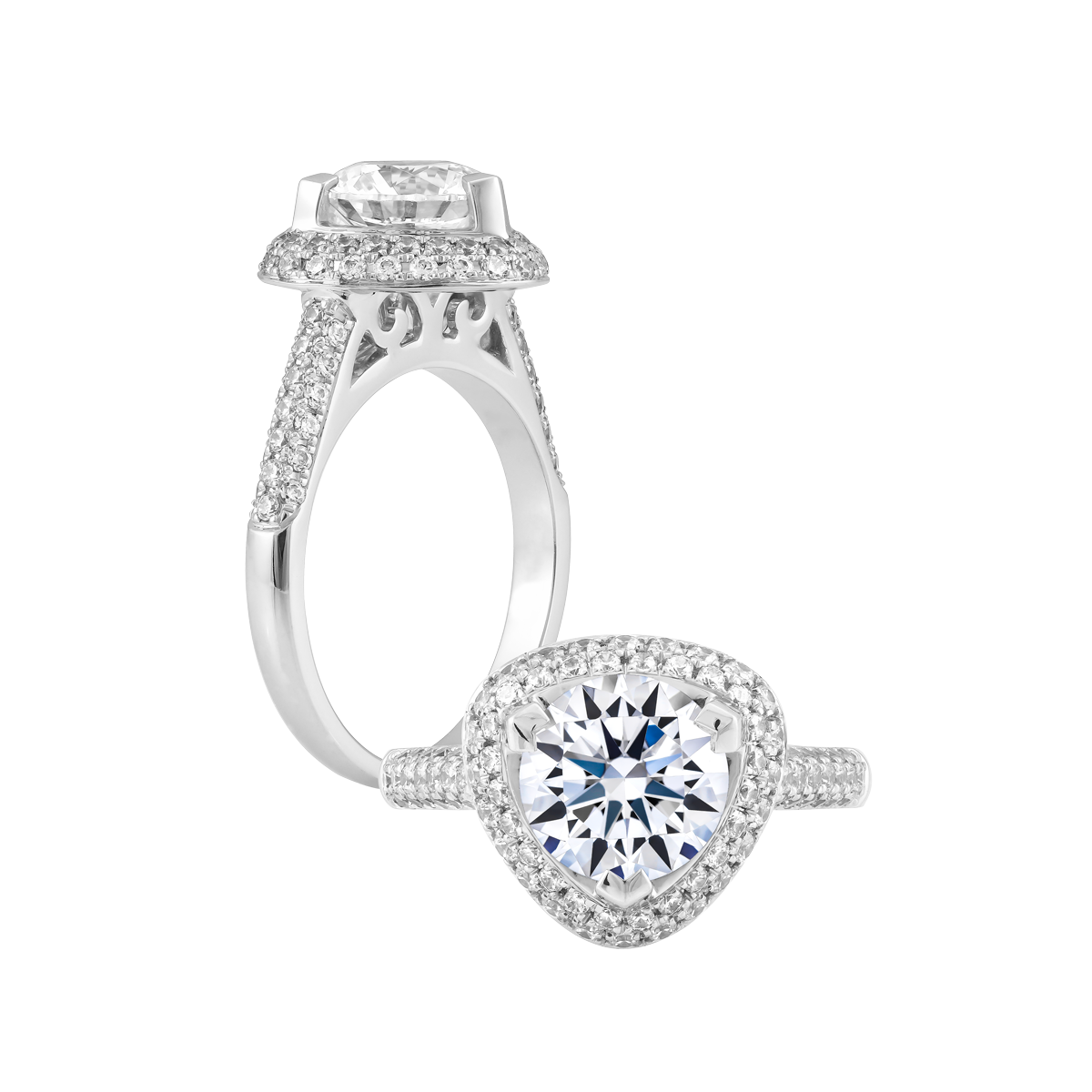 Ổ nhẫn nữ kim cương tấm vàng 14K Vitality 2CT