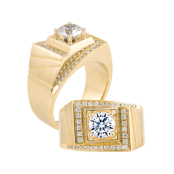 Nhẫn nam kim cương tấm vàng 14K R8 2CT Y