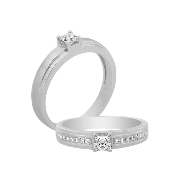 Nhẫn cưới nữ kim cương viên vàng 14K Caroline PR1C F