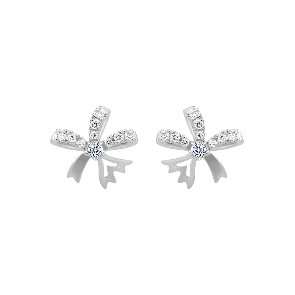 Hoa tai kim cương viên vàng 14K Commending TD