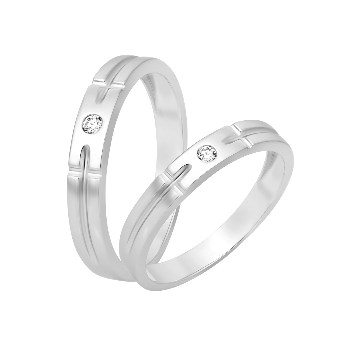 Nhẫn cưới nam kim cương viên vàng 14K Eternally M