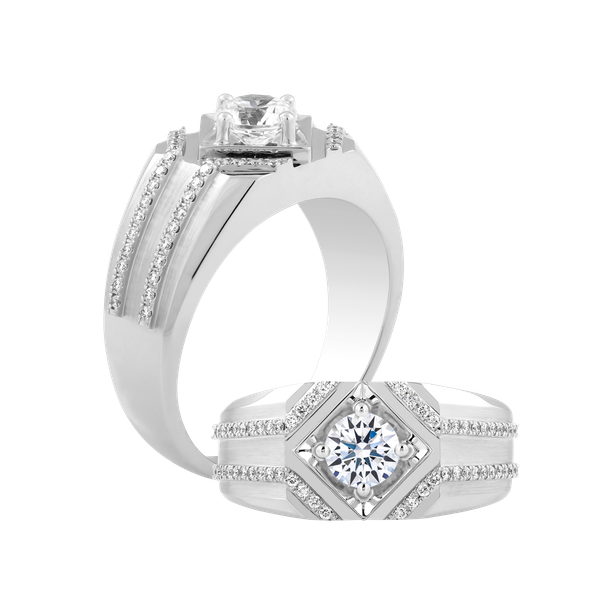 Nhẫn nam kim cương tấm vàng 14K Diablo 2CT W