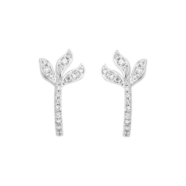 Hoa tai kim cương viên vàng 14K Feather TD