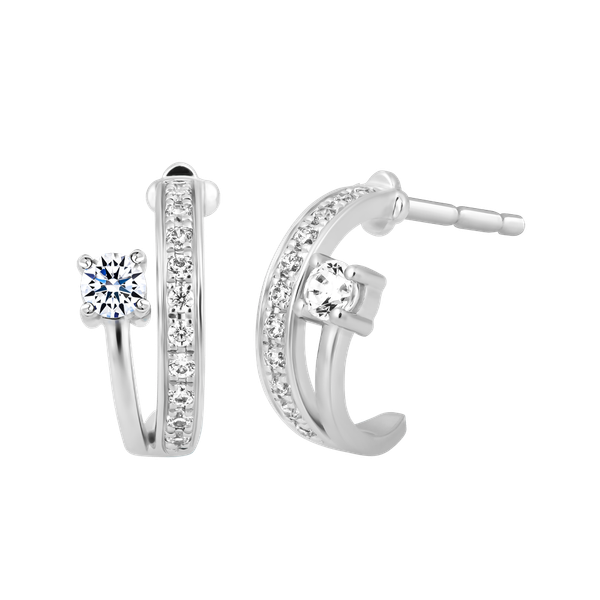 Hoa tai đính đá CZ vàng 14K Fancing 5p