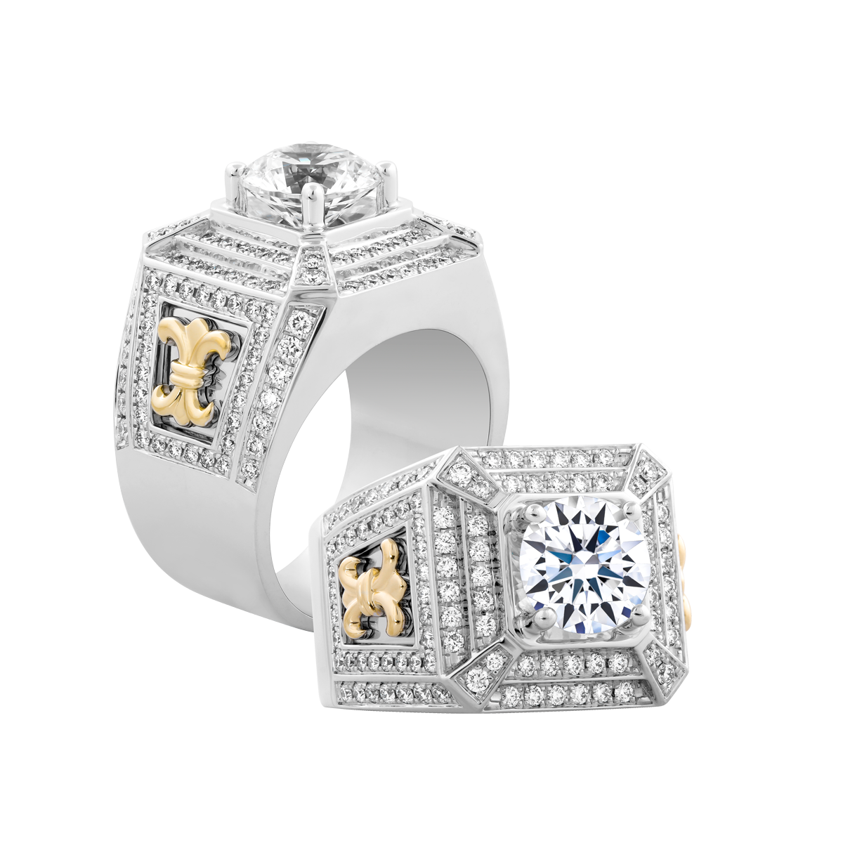 Nhẫn nam kim cương tấm vàng 14K Perugini 1CT WY