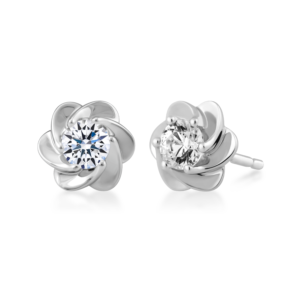 Hoa tai kim cương 8 Hearts & Arrows vàng 14K Camelia NS H&A 2C GVER0090479