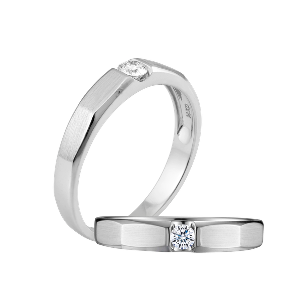 Nhẫn cưới nữ kim cương vàng 14K Malia 10p F