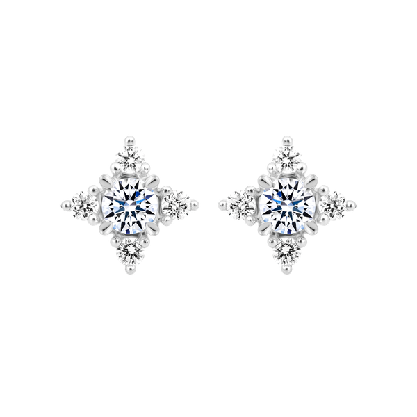 Hoa tai kim cương 8 Hearts & Arrows vàng 14K Gleenix H&A 2C