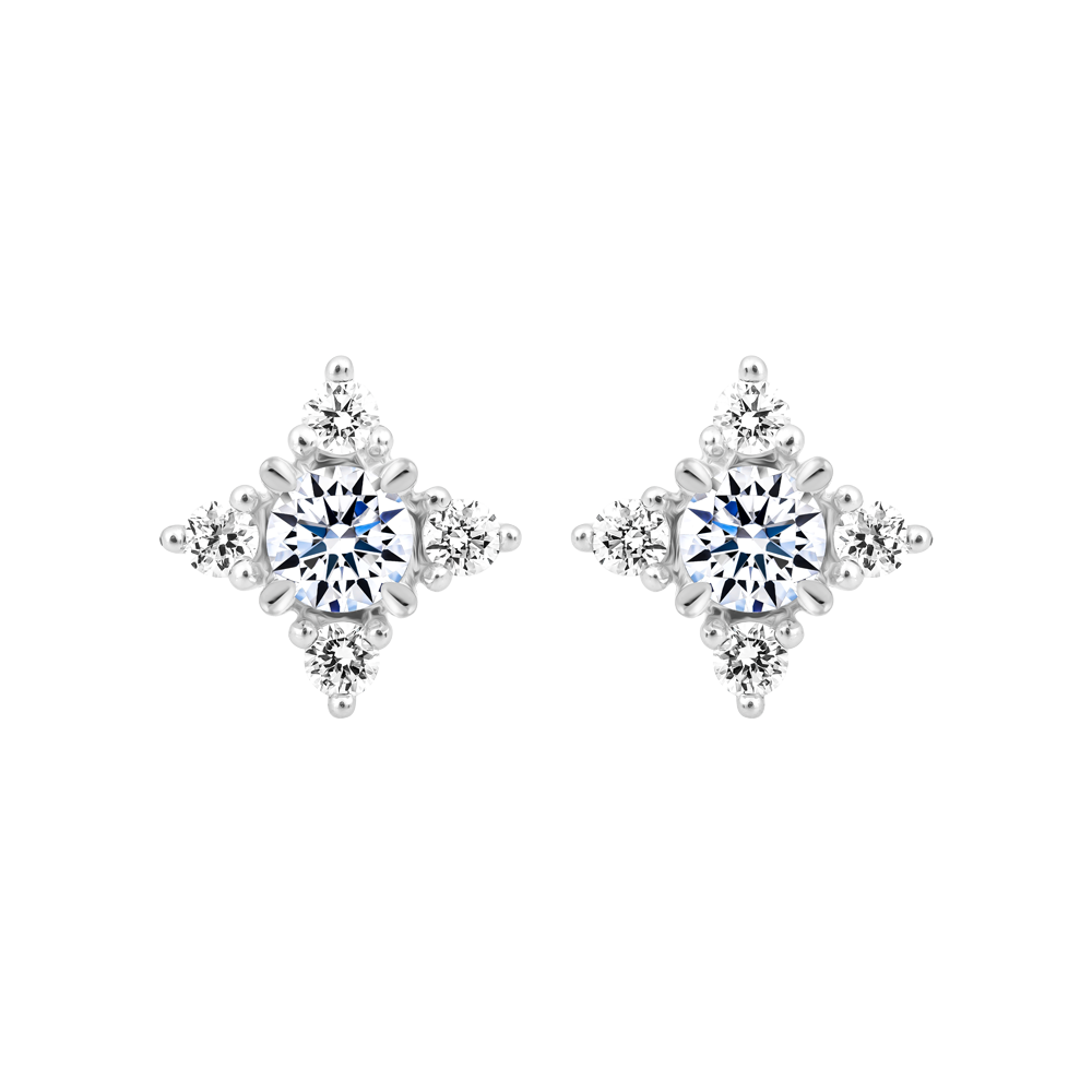 Hoa tai kim cương 8 Hearts & Arrows vàng 14K Gleenix H&A 2C